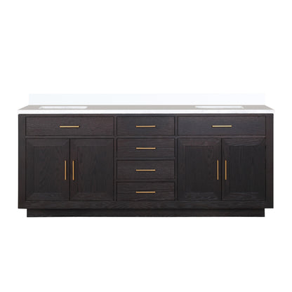 Lexora Abbey 80 in. Black Oak Double Sink Bath Vanity