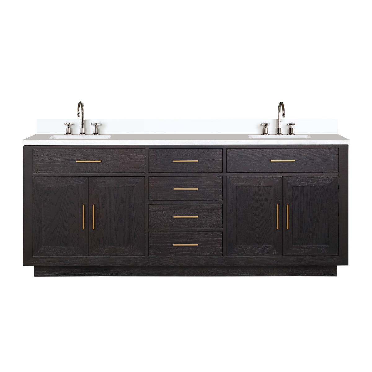 Lexora Abbey 80 in. Black Oak Double Sink Bath Vanity