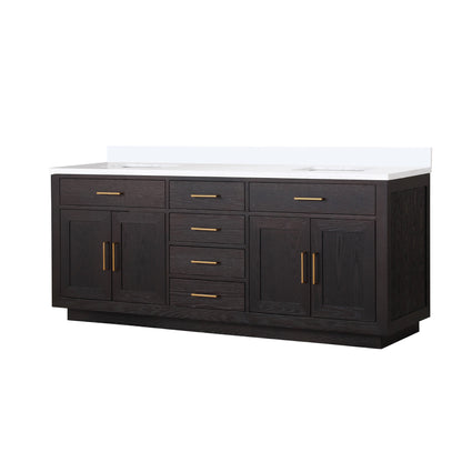 Lexora Abbey 80 in. Black Oak Double Sink Bath Vanity