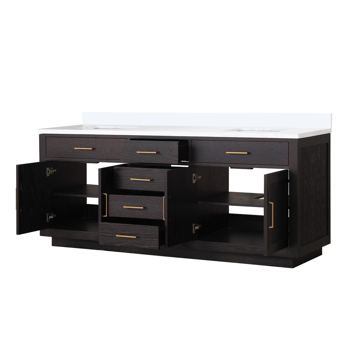 Lexora Abbey 80 in. Black Oak Double Sink Bath Vanity