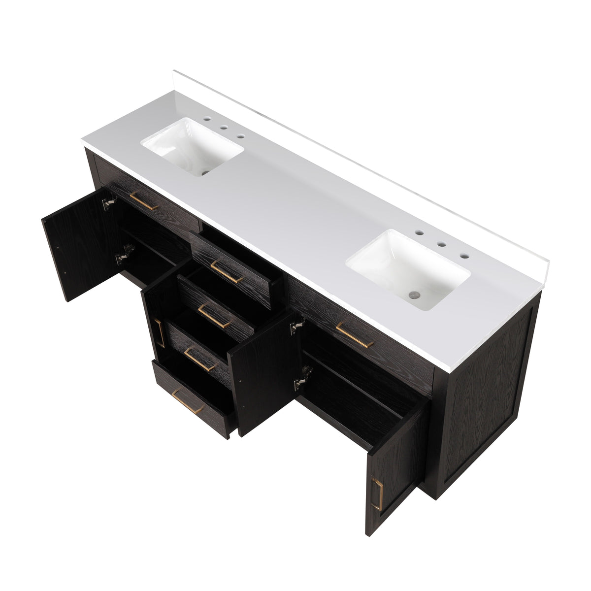 Lexora Abbey 80 in. Black Oak Double Sink Bath Vanity