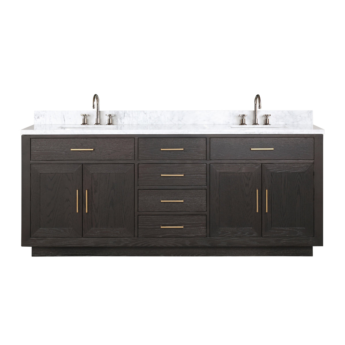 Lexora Abbey 80 in. Brown Oak Double Sink Bath Vanity