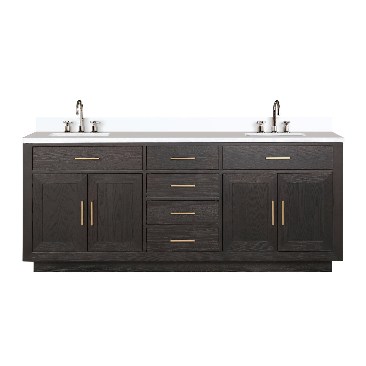 Lexora Abbey 80 in. Brown Oak Double Sink Bath Vanity
