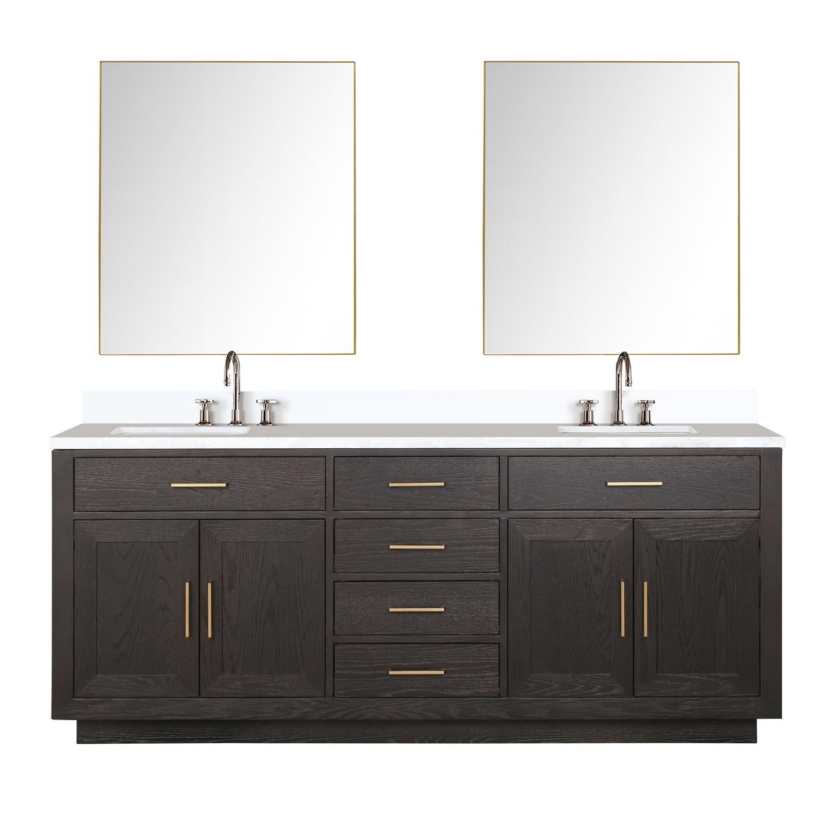 Lexora Abbey 80 in. Brown Oak Double Sink Bath Vanity