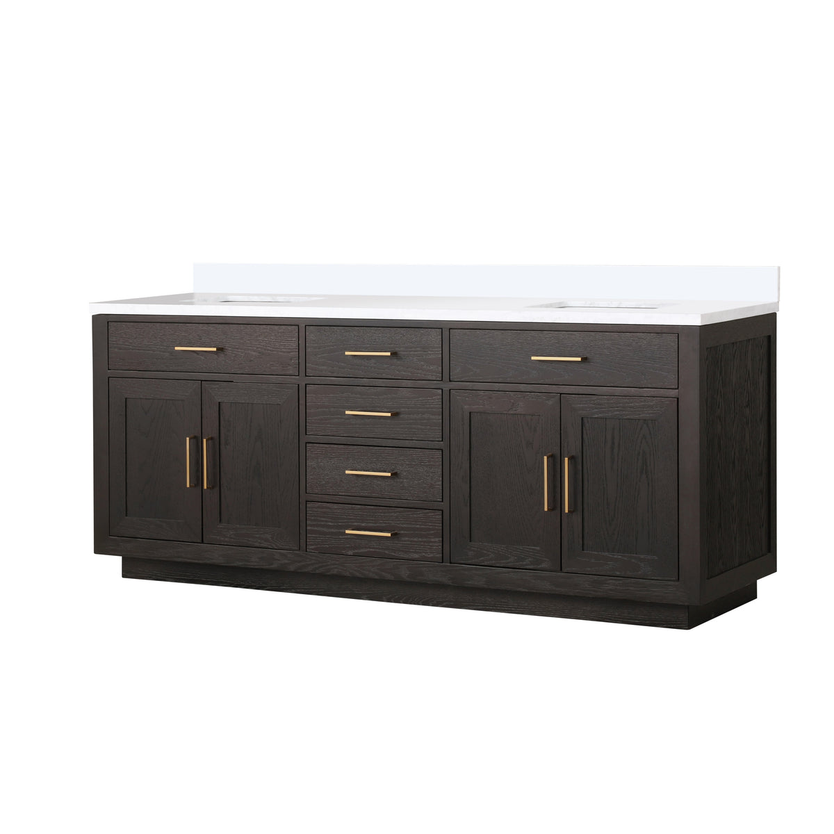 Lexora Abbey 80 in. Brown Oak Double Sink Bath Vanity