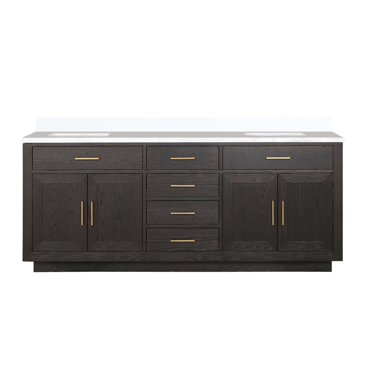 Lexora Abbey 80 in. Brown Oak Double Sink Bath Vanity