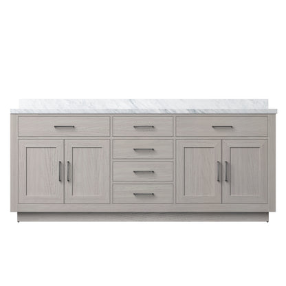 Lexora Abbey 80 in. White Oak Double Sink Bath Vanity