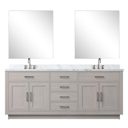Lexora Abbey 80 in. White Oak Double Sink Bath Vanity