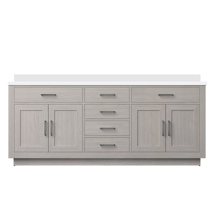 Lexora Abbey 80 in. White Oak Double Sink Bath Vanity