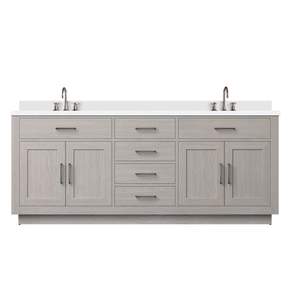 Lexora Abbey 80 in. White Oak Double Sink Bath Vanity