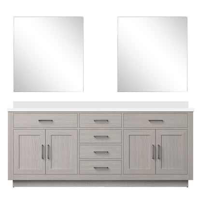Lexora Abbey 80 in. White Oak Double Sink Bath Vanity
