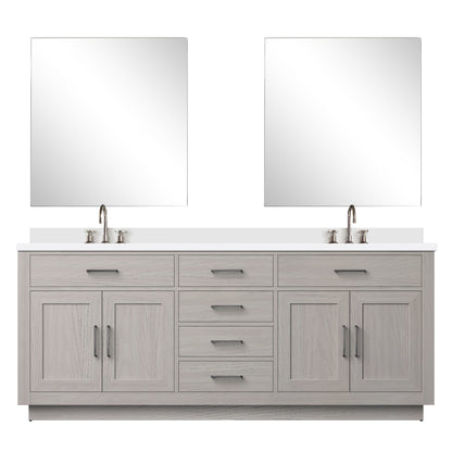 Lexora Abbey 80 in. White Oak Double Sink Bath Vanity
