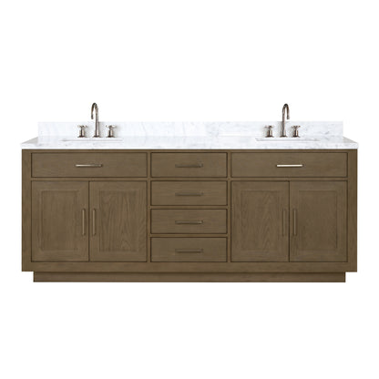 Lexora Abbey 80 in. Grey Oak Double Sink Bath Vanity