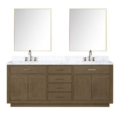 Lexora Abbey 80 in. Grey Oak Double Sink Bath Vanity