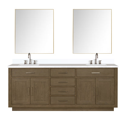 Lexora Abbey 80 in. Grey Oak Double Sink Bath Vanity