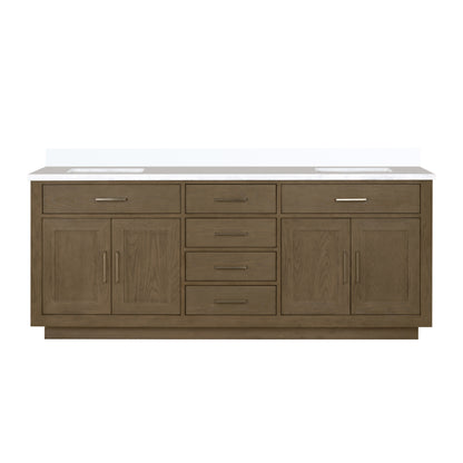 Lexora Abbey 80 in. Grey Oak Double Sink Bath Vanity