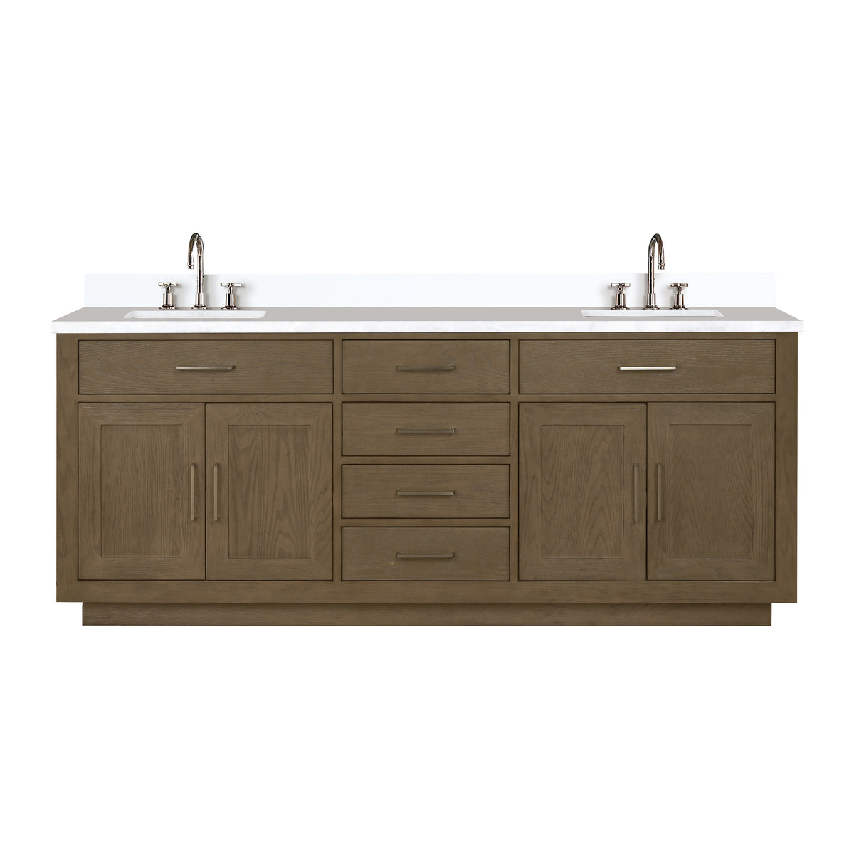 Lexora Abbey 80 in. Grey Oak Double Sink Bath Vanity