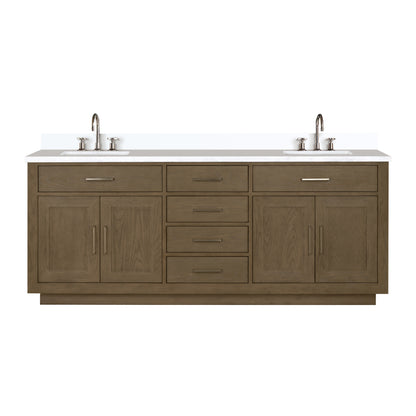 Lexora Abbey 80 in. Grey Oak Double Sink Bath Vanity