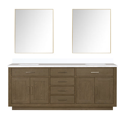 Lexora Abbey 80 in. Grey Oak Double Sink Bath Vanity