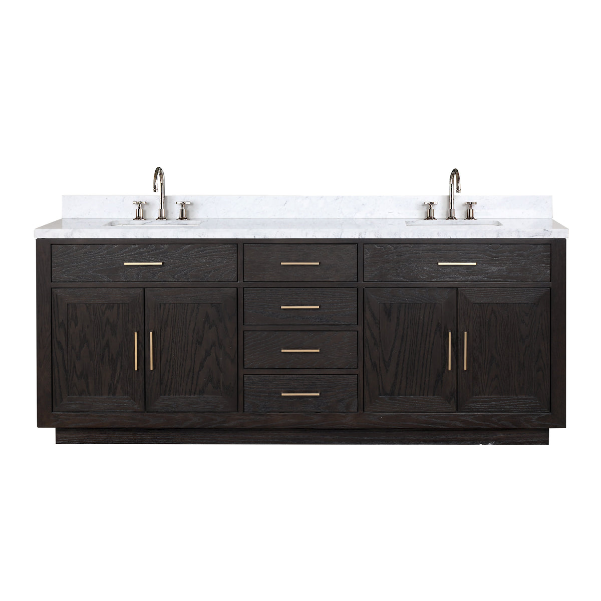 Lexora Abbey 84 in. Black Oak Double Sink Bath Vanity