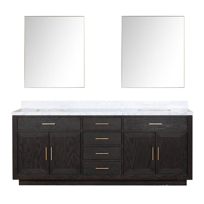 Lexora Abbey 84 in. Black Oak Double Sink Bath Vanity