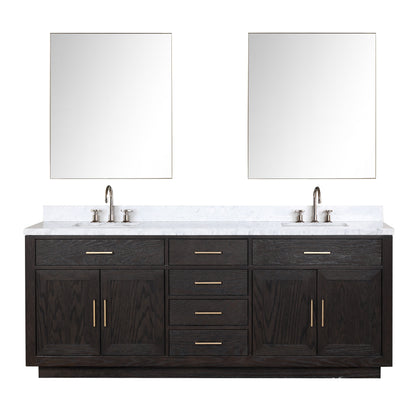 Lexora Abbey 84 in. Black Oak Double Sink Bath Vanity