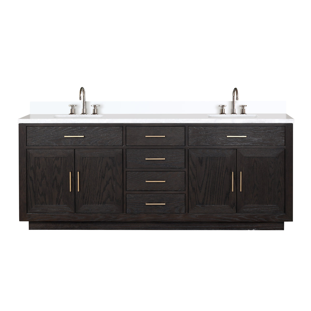 Lexora Abbey 84 in. Black Oak Double Sink Bath Vanity