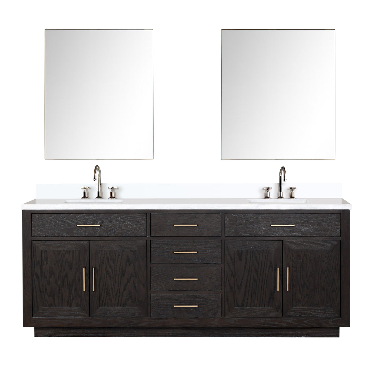Lexora Abbey 84 in. Black Oak Double Sink Bath Vanity