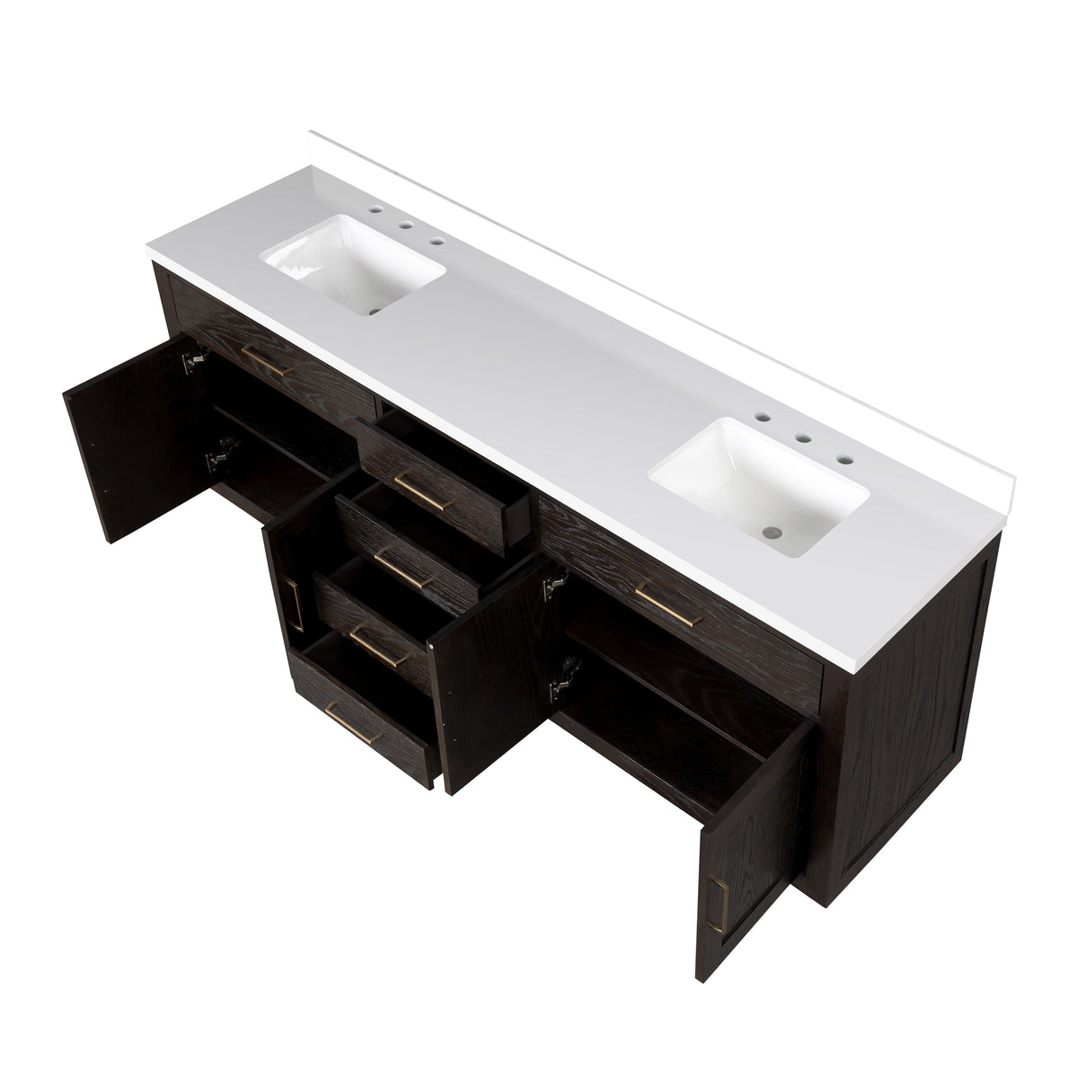 Lexora Abbey 84 in. Black Oak Double Sink Bath Vanity