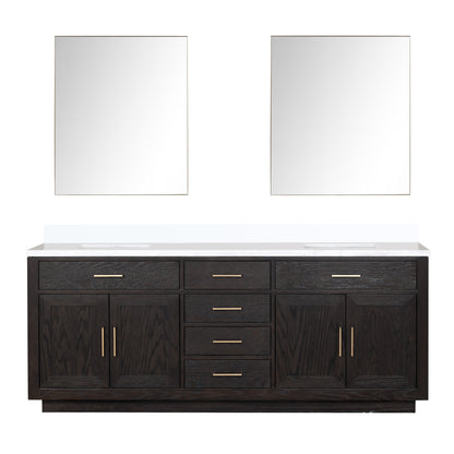 Lexora Abbey 84 in. Black Oak Double Sink Bath Vanity