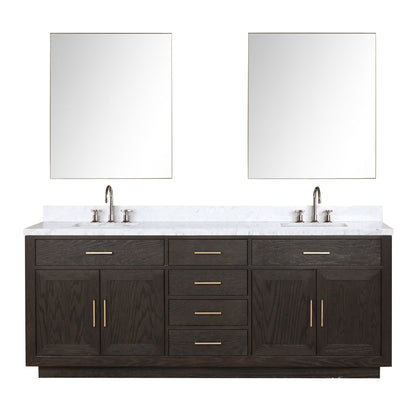 Lexora Abbey 84 in. Brown Oak Double Sink Bath Vanity
