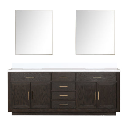 Lexora Abbey 84 in. Brown Oak Double Sink Bath Vanity