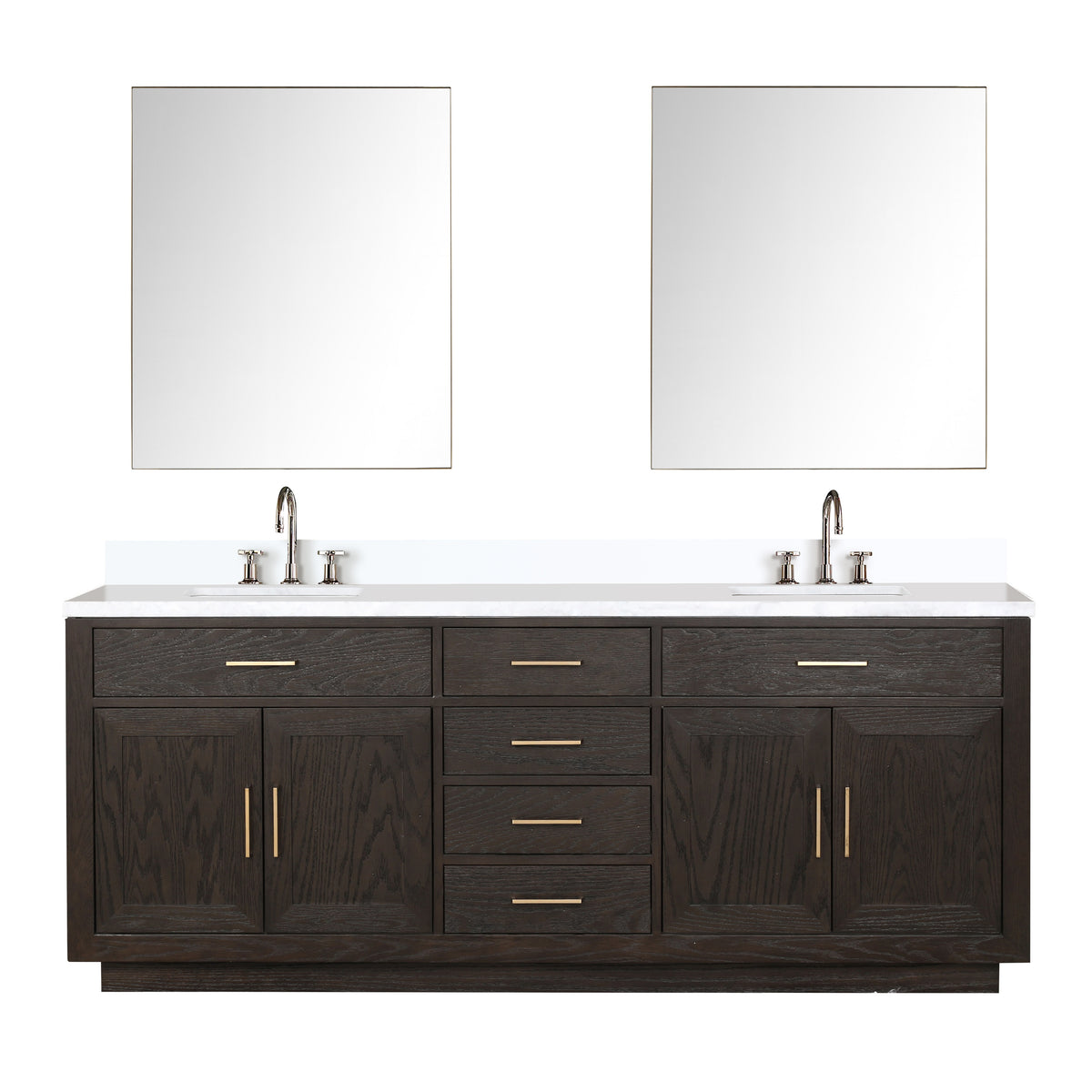 Lexora Abbey 84 in. Brown Oak Double Sink Bath Vanity