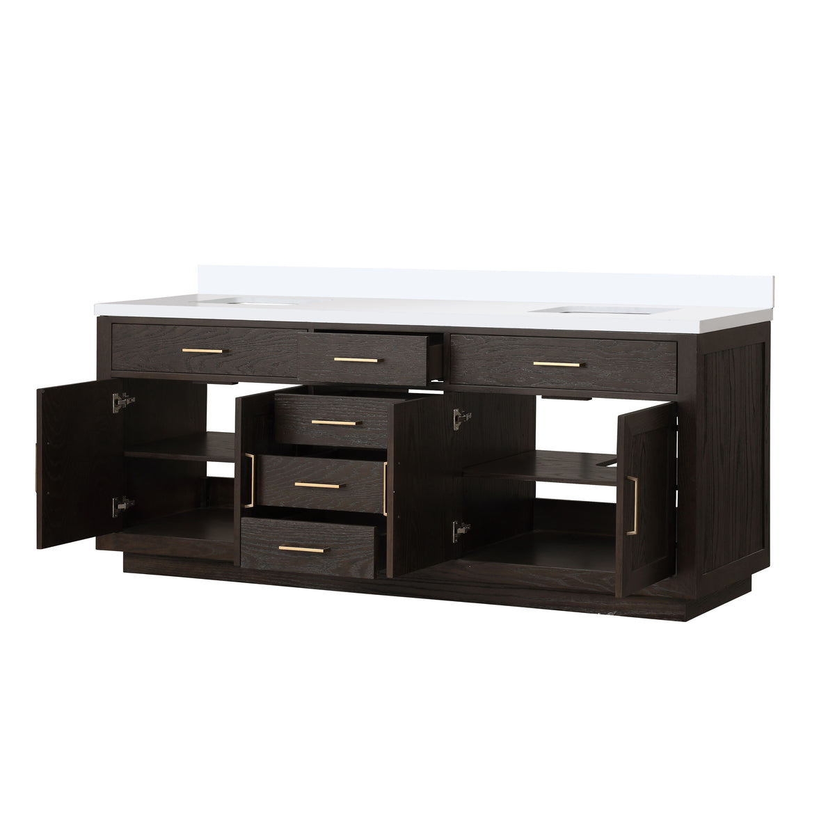 Lexora Abbey 84 in. Brown Oak Double Sink Bath Vanity