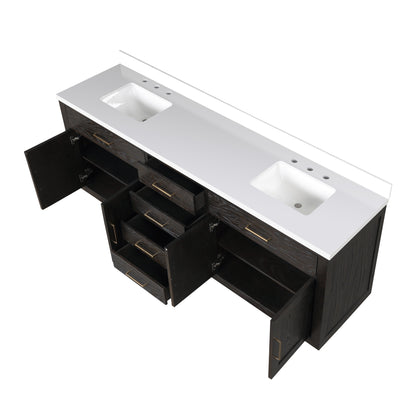Lexora Abbey 84 in. Brown Oak Double Sink Bath Vanity