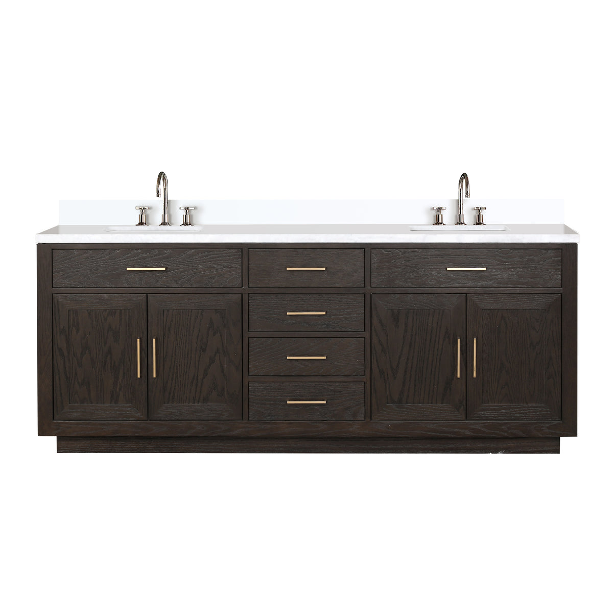 Lexora Abbey 84 in. Brown Oak Double Sink Bath Vanity