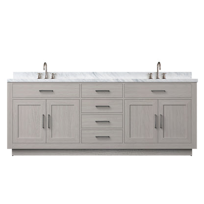 Lexora Abbey 84 in. White Oak Double Sink Bath Vanity