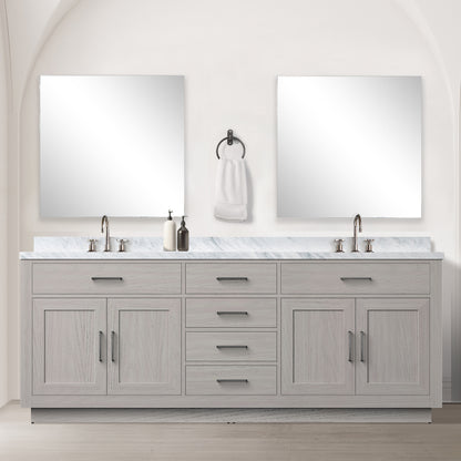 Lexora Abbey 84 in. White Oak Double Sink Bath Vanity
