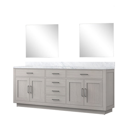 Lexora Abbey 84 in. White Oak Double Sink Bath Vanity