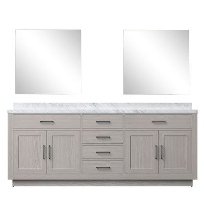 Lexora Abbey 84 in. White Oak Double Sink Bath Vanity