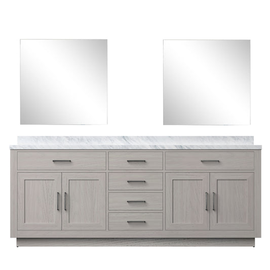 Lexora Abbey 84 in. White Oak Double Sink Bath Vanity