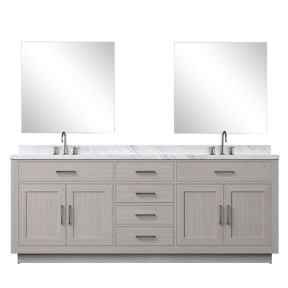 Lexora Abbey 84 in. White Oak Double Sink Bath Vanity