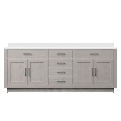Lexora Abbey 84 in. White Oak Double Sink Bath Vanity