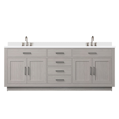Lexora Abbey 84 in. White Oak Double Sink Bath Vanity