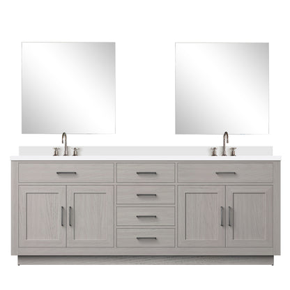 Lexora Abbey 84 in. White Oak Double Sink Bath Vanity