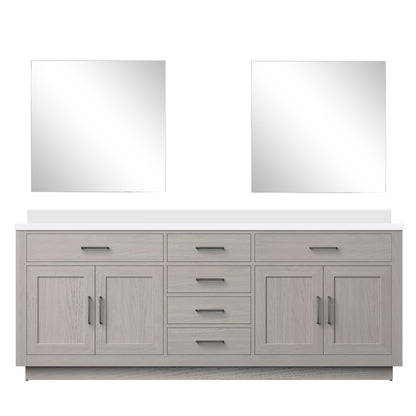 Lexora Abbey 84 in. White Oak Double Sink Bath Vanity