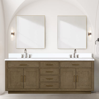 Lexora Abbey 84 in. Grey Oak Double Sink Bath Vanity
