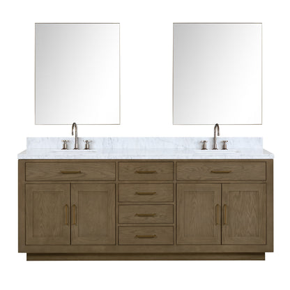 Lexora Abbey 84 in. Grey Oak Double Sink Bath Vanity