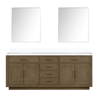 Lexora Abbey 84 in. Grey Oak Double Sink Bath Vanity