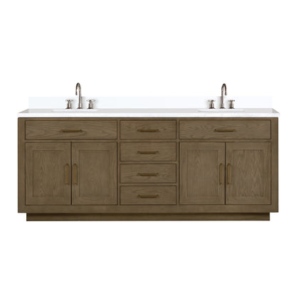 Lexora Abbey 84 in. Grey Oak Double Sink Bath Vanity